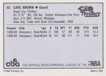 1990-91 ProCards CBA #80 Carl Brown Back