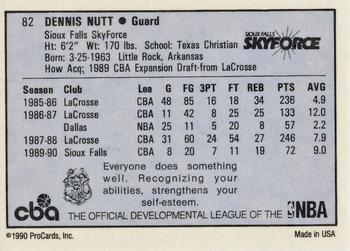 1990-91 ProCards CBA #82 Dennis Nutt Back