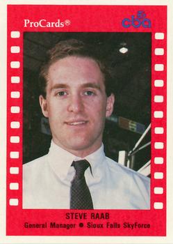 1990-91 ProCards CBA #92 Steve Raab Front