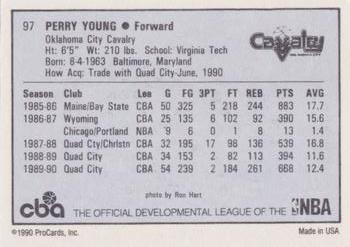 1990-91 ProCards CBA #97 Perry Young Back