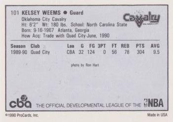 1990-91 ProCards CBA #101 Kelsey Weems Back