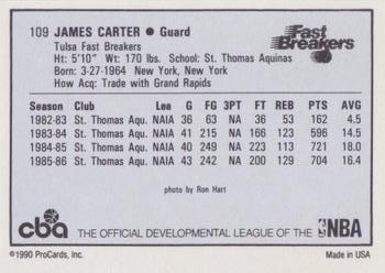 1990-91 ProCards CBA #109 James Carter Back