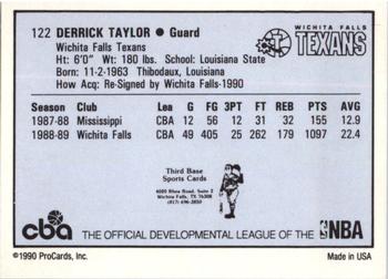 1990-91 ProCards CBA #122 Derrick Taylor Back