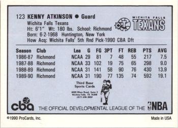 1990-91 ProCards CBA #123 Kenny Atkinson Back