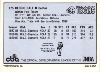 1990-91 ProCards CBA #125 Cedric Ball Back