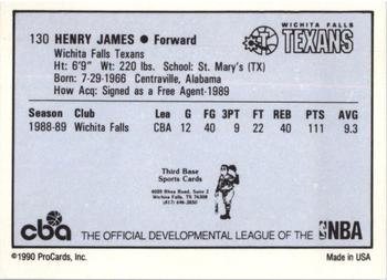 1990-91 ProCards CBA #130 Henry James Back