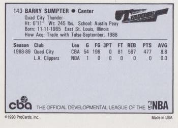 1990-91 ProCards CBA #143 Barry Sumpter Back
