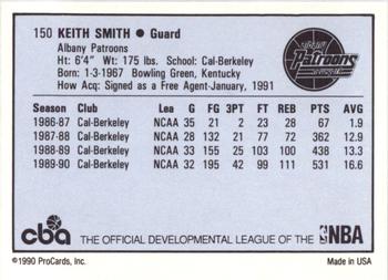 1990-91 ProCards CBA #150 Keith Smith Back