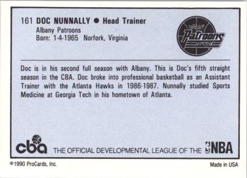 1990-91 ProCards CBA #161 Doc Nunnally Back