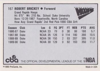1990-91 ProCards CBA #167 Robert Brickey Back