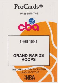1990-91 ProCards CBA #171 Grand Rapids Hoops Checklist Front