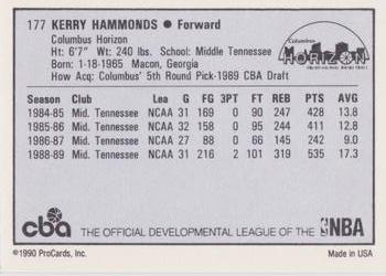 1990-91 ProCards CBA #177 Kerry Hammonds Back
