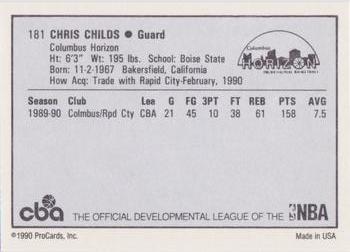 1990-91 ProCards CBA #181 Chris Childs Back