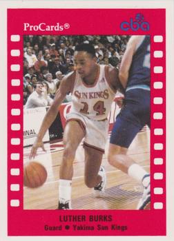 1990-91 ProCards CBA #184 Luther Burks Front