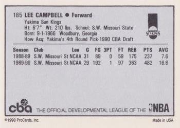 1990-91 ProCards CBA #185 Lee Campbell Back