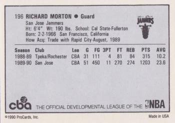 1990-91 ProCards CBA #196 Richard Morton Back