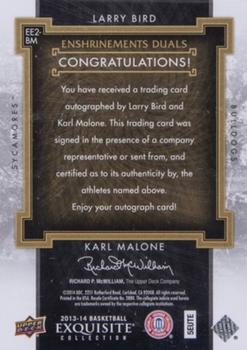 2013-14 Upper Deck Exquisite - Enshrinement Duals #EE2-BM Larry Bird / Karl Malone Back