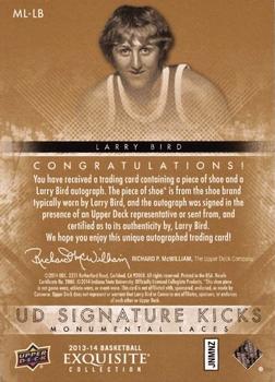 2013-14 Upper Deck Exquisite - Signature Kicks Monumental Laces #ML-LB Larry Bird Back