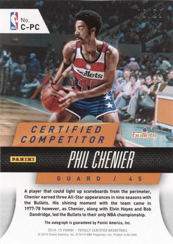 2014-15 Panini Totally Certified - Competitor Autographs Mirror #C-PC Phil Chenier Back