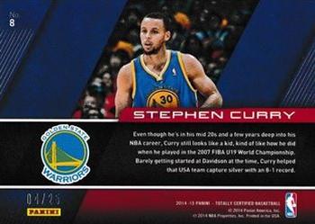 2014-15 Panini Totally Certified - Great American Heroes Mirror #8 Stephen Curry Back
