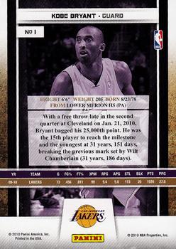 2009-10 Panini Season Update #1 Kobe Bryant Back