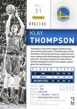 2014-15 Panini Totally Certified - Platinum Blue #31 Klay Thompson Back
