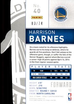2014-15 Panini Totally Certified - Platinum Mirror Blue Die Cuts #40 Harrison Barnes Back