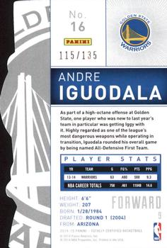 2014-15 Panini Totally Certified - Platinum Mirror Red Die Cuts #16 Andre Iguodala Back