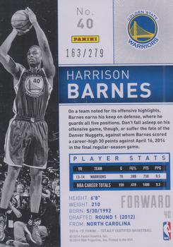2014-15 Panini Totally Certified - Platinum Red #40 Harrison Barnes Back