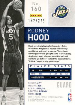 2014-15 Panini Totally Certified - Platinum Red #160 Rodney Hood Back