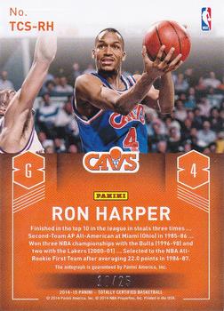 2014-15 Panini Totally Certified - Signatures Mirror #TCS-RH Ron Harper Back
