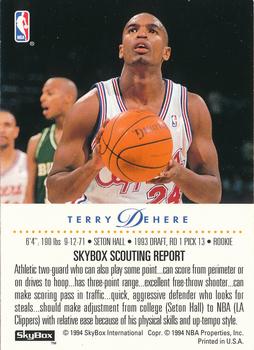 1993-94 SkyBox Schick #NNO Terry Dehere Back