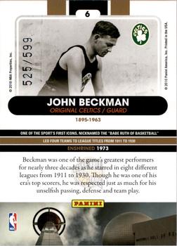 2010 Panini Hall of Fame #6 John Beckman  Back