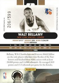 2010 Panini Hall of Fame #7 Walt Bellamy  Back