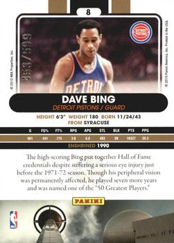 2010 Panini Hall of Fame #8 Dave Bing  Back
