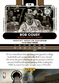 2010 Panini Hall of Fame #14 Bob Cousy  Back