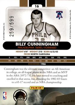 2010 Panini Hall of Fame #16 Billy Cunningham  Back