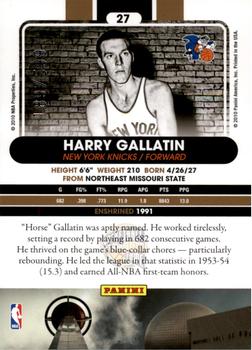 2010 Panini Hall of Fame #27 Harry Gallatin  Back