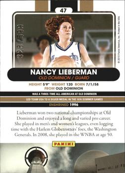 2010 Panini Hall of Fame #47 Nancy Lieberman  Back