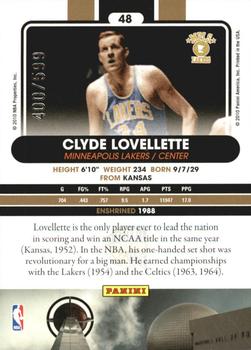 2010 Panini Hall of Fame #48 Clyde Lovellette  Back