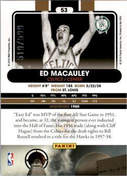 2010 Panini Hall of Fame #53 Ed Macauley  Back