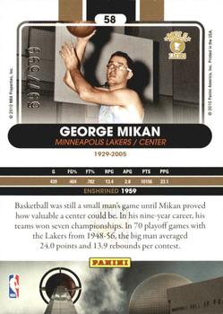 2010 Panini Hall of Fame #58 George Mikan  Back