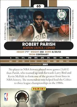 2010 Panini Hall of Fame #65 Robert Parish  Back
