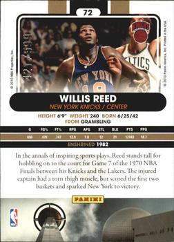 2010 Panini Hall of Fame #72 Willis Reed  Back