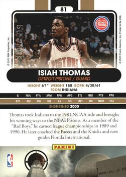 2010 Panini Hall of Fame #81 Isiah Thomas  Back