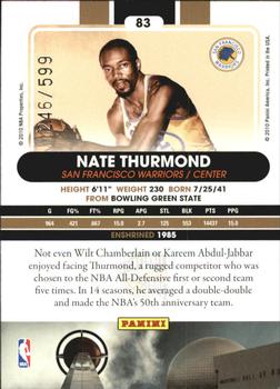 2010 Panini Hall of Fame #83 Nate Thurmond  Back