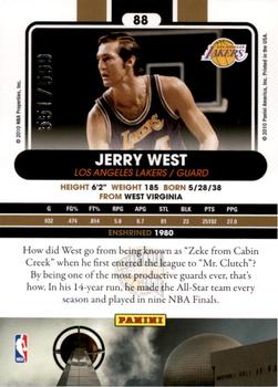 2010 Panini Hall of Fame #88 Jerry West  Back