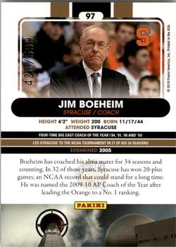 2010 Panini Hall of Fame #97 Jim Boeheim  Back