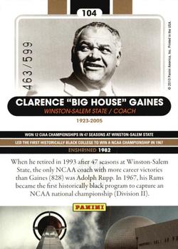 2010 Panini Hall of Fame #104 Clarence Gaines  Back