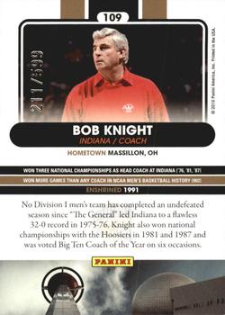 2010 Panini Hall of Fame #109 Bob Knight  Back